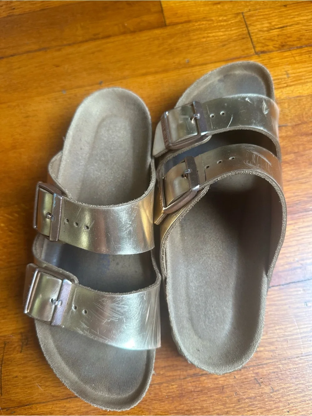 Birkenstock Kids Metallic Rose Gold Two-Strap Sandals size 7.5 US